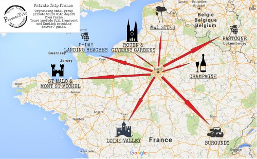 Private Trip France map